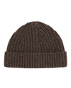 Fisherman Wool Blend Rib Knitted Beanie Deep Truffle