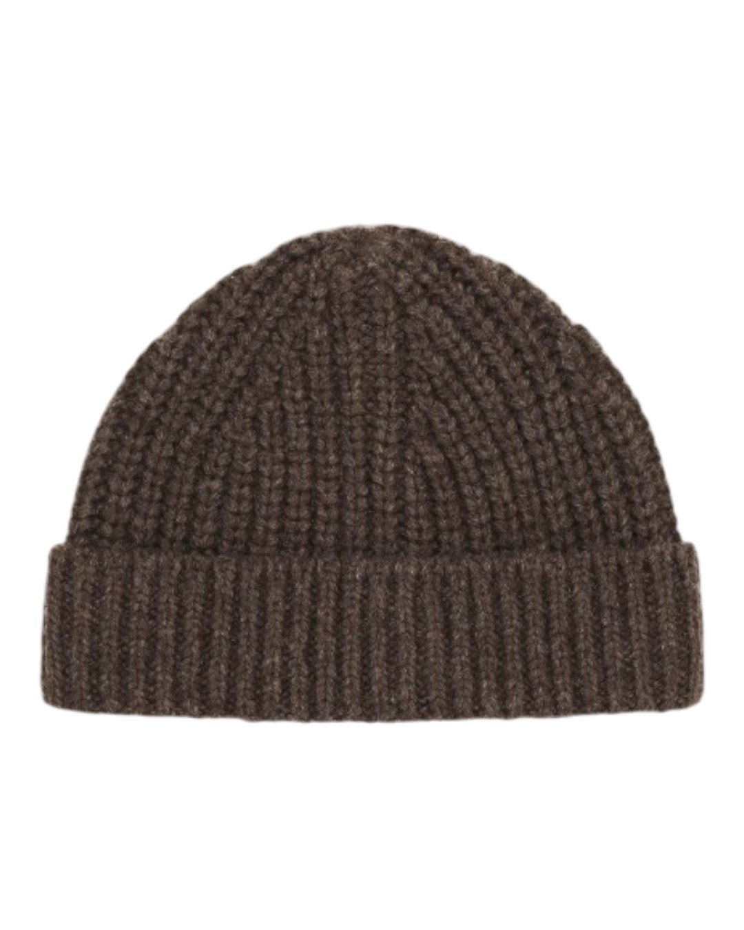Fisherman Wool Blend Rib Knitted Beanie Deep Truffle