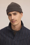 Fisherman Wool Blend Rib Knitted Beanie Deep Truffle