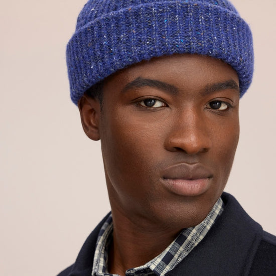 Sailor Beanie Wool Blend Ribbed Knit Beanie Blue Ignition