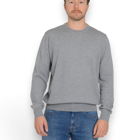 Crew Neck Pullover Washable Merinos Grijs Beige Biesje