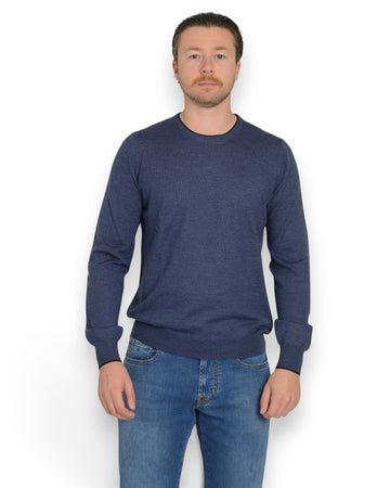 Crew Neck Pullover Blue Blue Patches
