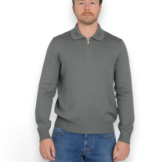 Half Zip Polo Collar P.Grey