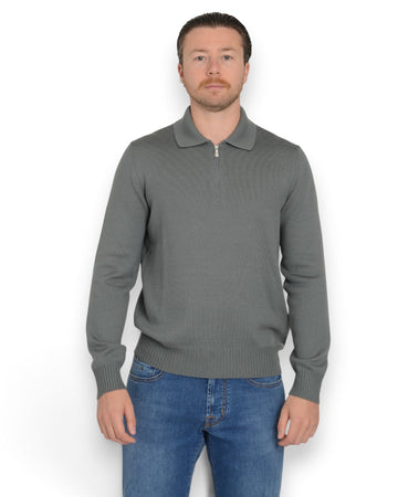 Half Zip Polo Collar P.Grey