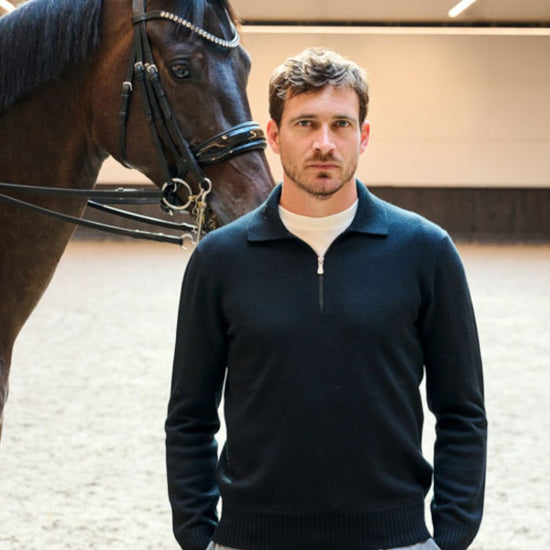 Half Zip Polo Collar P. Black