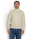 La Fileria Cable Knit Turtleneck Wool Ecru