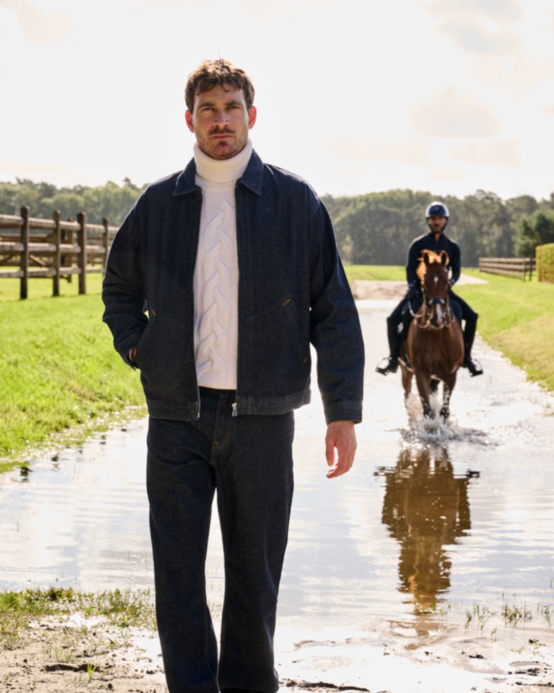 Turtle Neck Cable Knit Pullover White