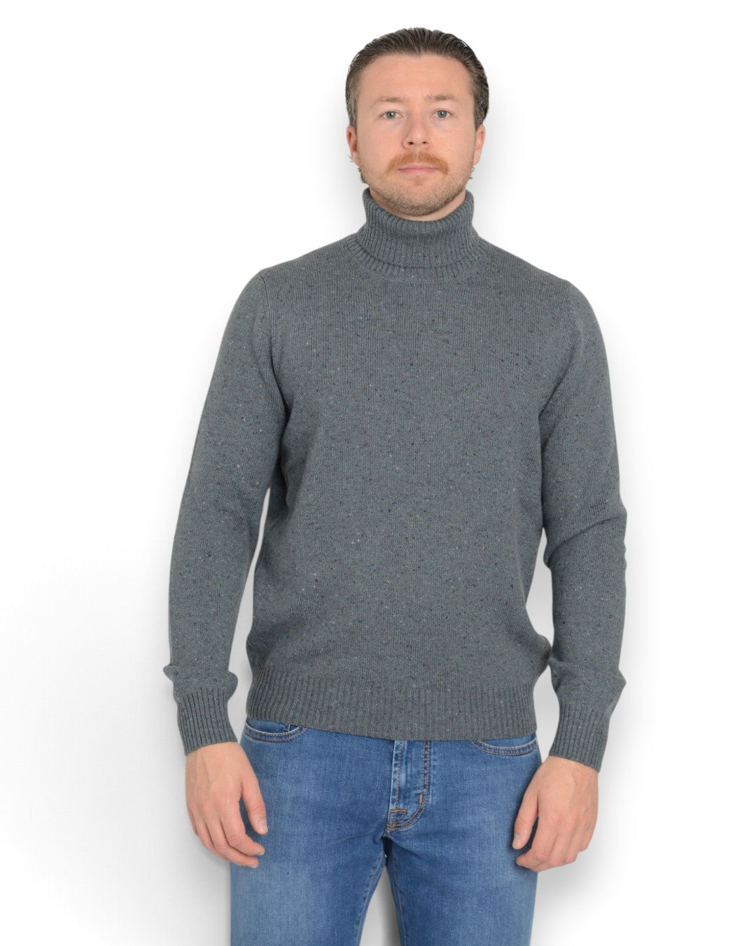 Turtle Neck Pullover Grey Blue