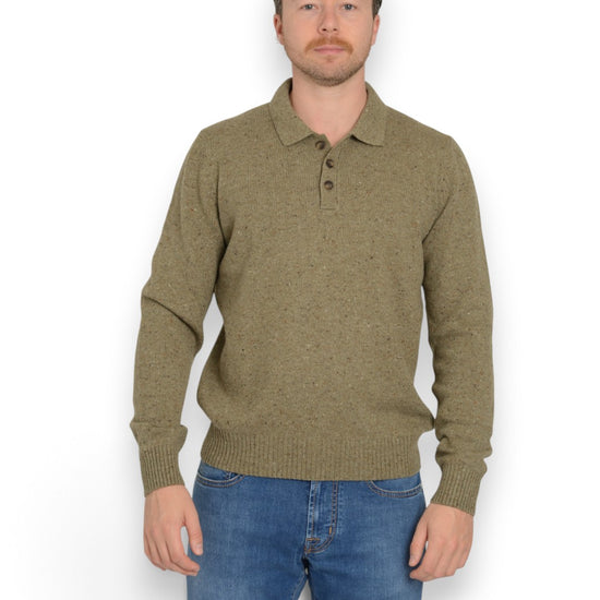 Polo Collar Pullover Dark Beige