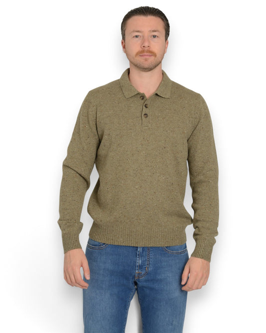 Polo Collar Pullover Dark Beige