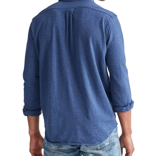 Mesh LS Polo Derby Blue Heather