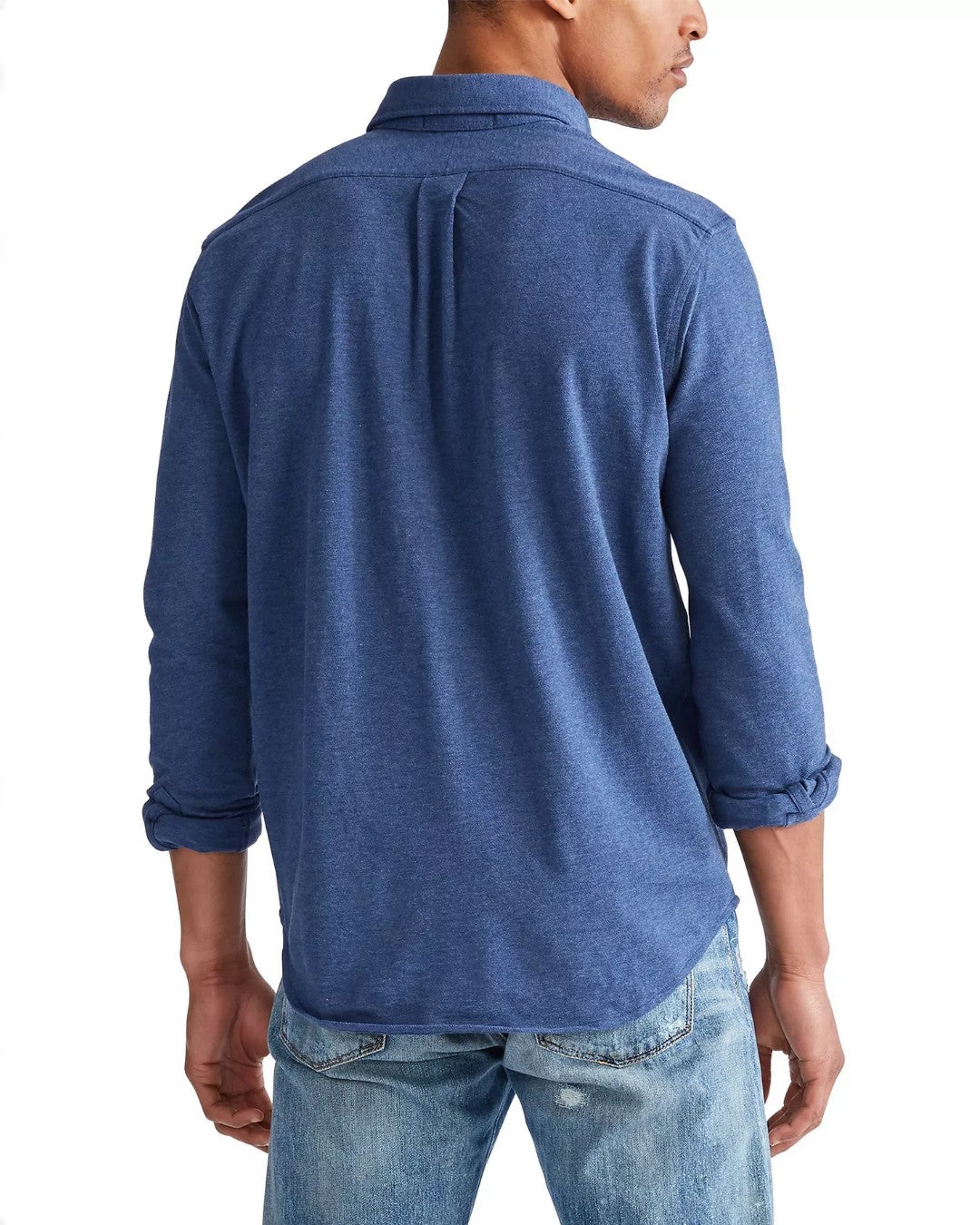Mesh LS Polo Derby Blue Heather