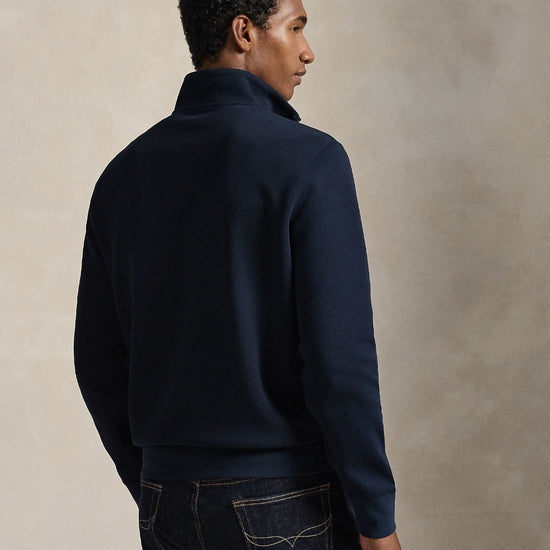 Double Knit Cotton Half Zip Sweater Aviator Navy