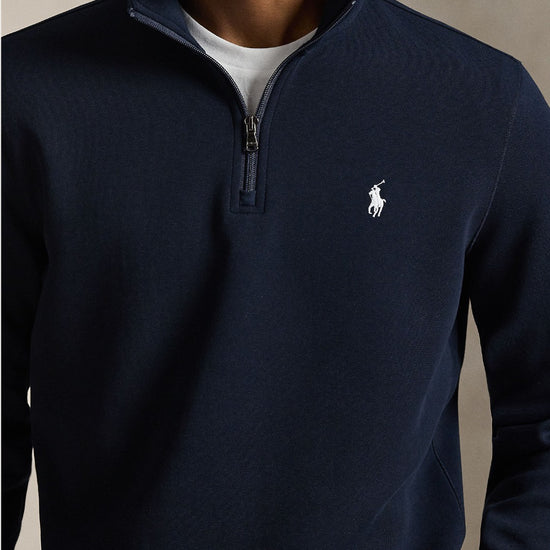 Double Knit Cotton Half Zip Sweater Aviator Navy