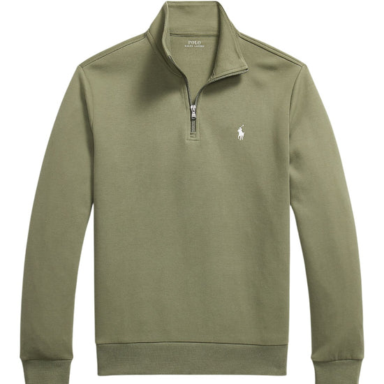 Double Knit Cotton Half Zip Sweater Cruise Olive