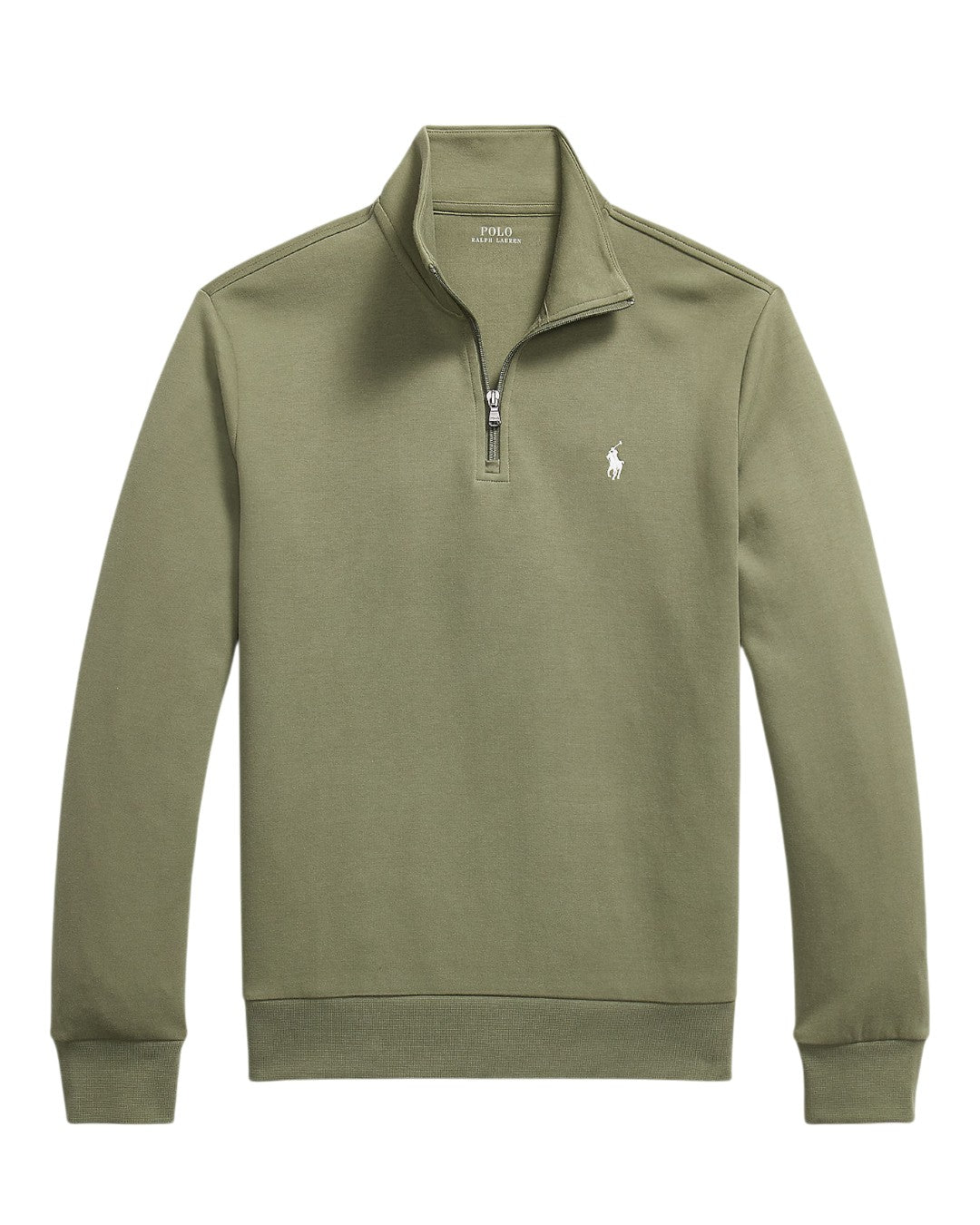 Double Knit Cotton Half Zip Sweater Cruise Olive