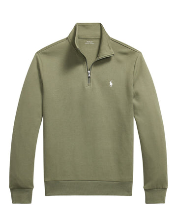 Double Knit Cotton Half Zip Sweater Cruise Olive