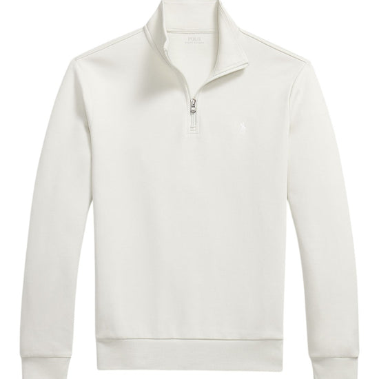 Double Knit Cotton Half Zip Sweater Stone Pebble