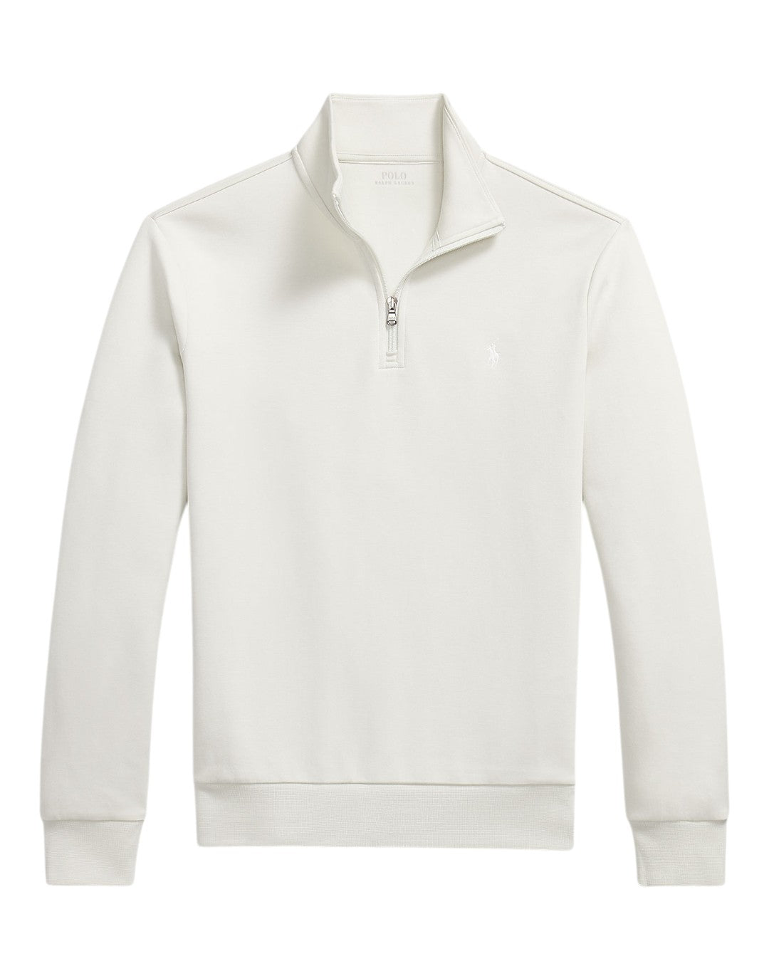 Double Knit Cotton Half Zip Sweater Stone Pebble