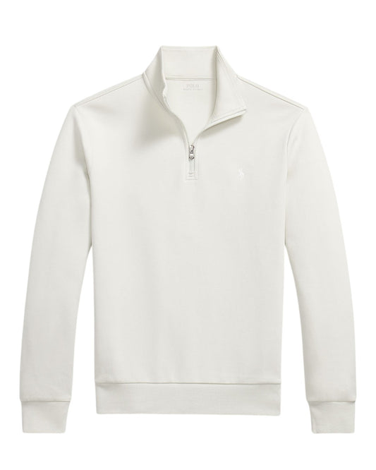 Double Knit Cotton Half Zip Sweater Stone Pebble