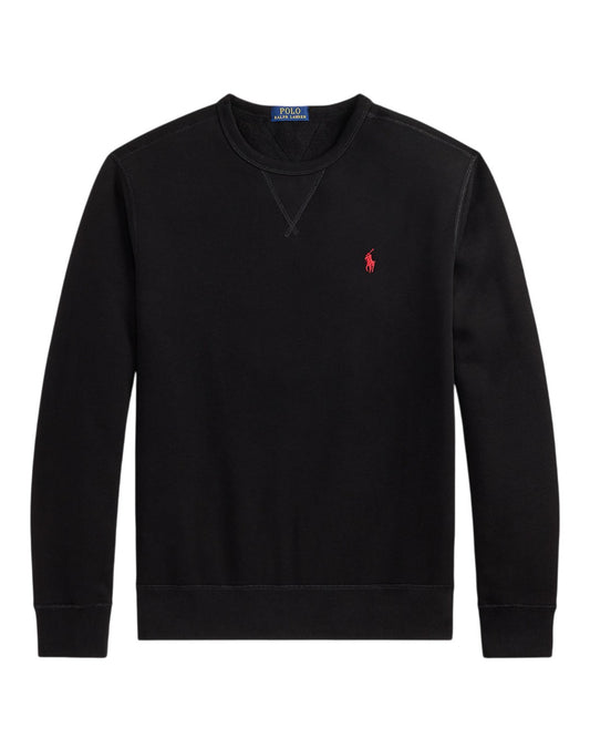Fleece Crew Neck Sweater Polo Black