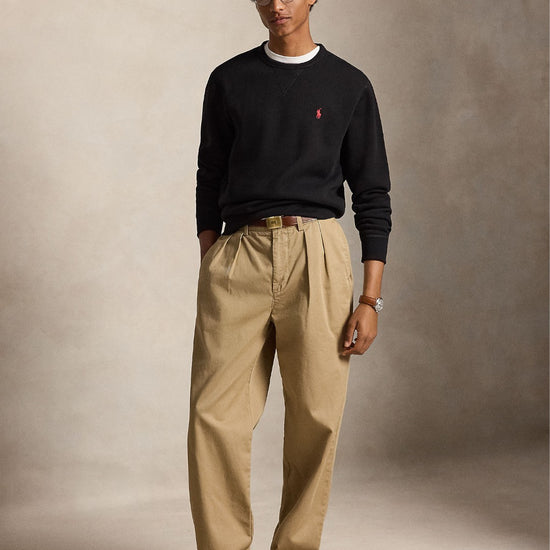 Fleece Crew Neck Sweater Polo Black