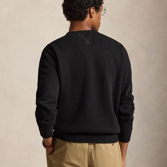 Fleece Crew Neck Sweater Polo Black
