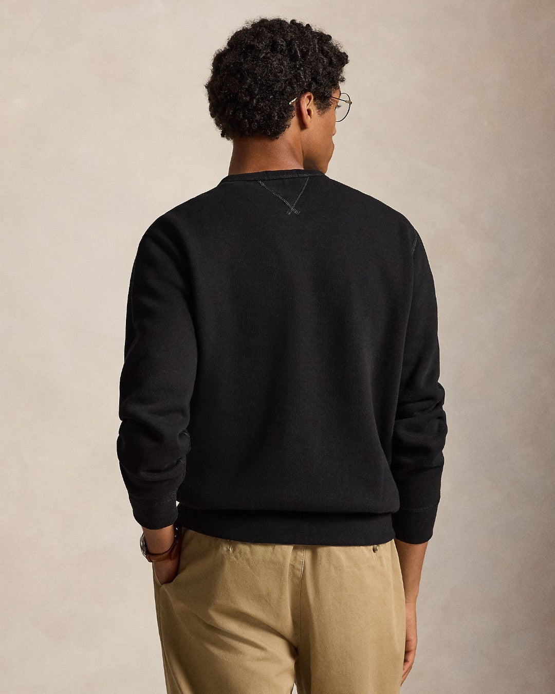 Fleece Crew Neck Sweater Polo Black