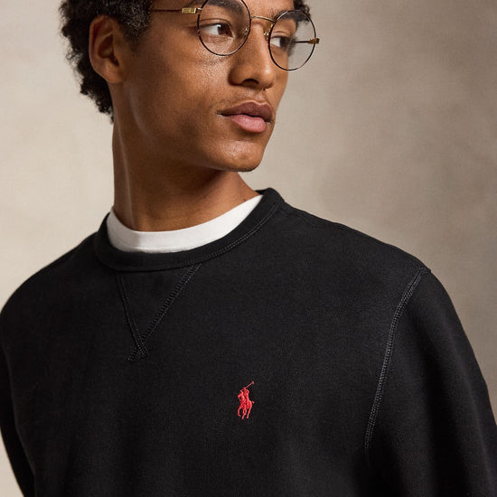 Fleece Crew Neck Sweater Polo Black