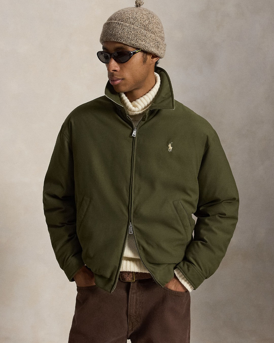Woven Twill  Windbreaker Jacket Company Olive