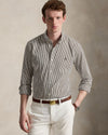Bistretch Poplin Sport Shirt Nutmeg Brown White