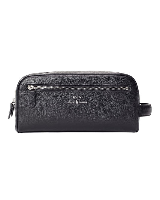 Pebble Leather Shave Kit Pouch Black