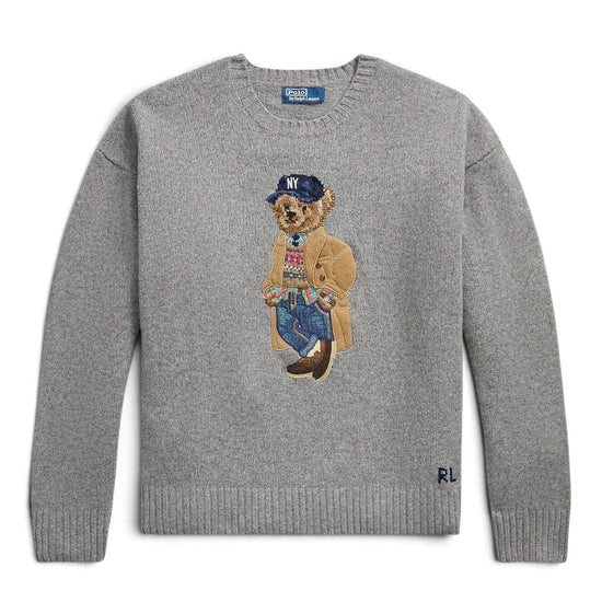 Wool Blend Bear Pullover Grey Combo