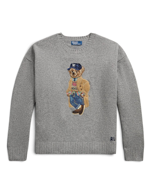 Wool Blend Bear Pullover Grey Combo