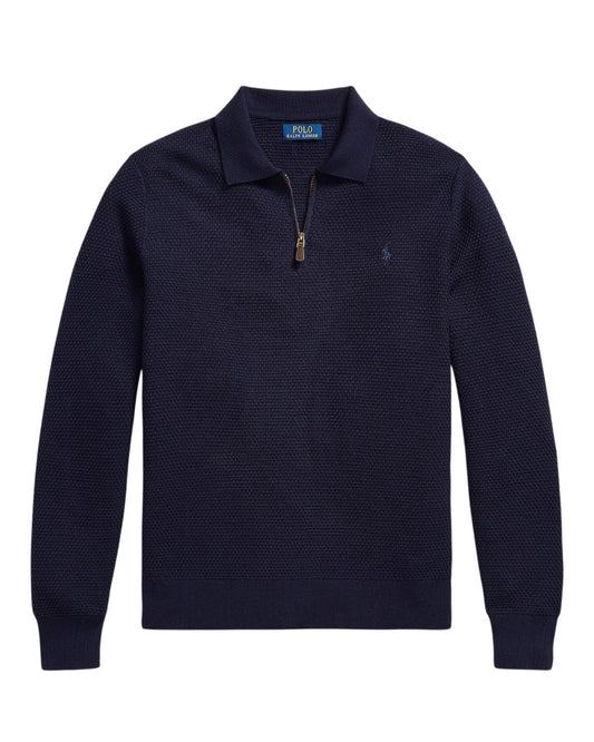 Merino Wool Half Zip Pullover Hunter Navy