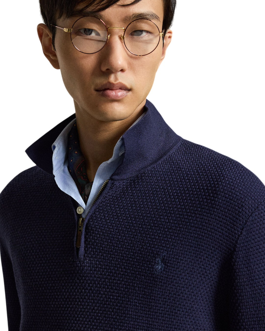 Merino Wool Half Zip Pullover Hunter Navy