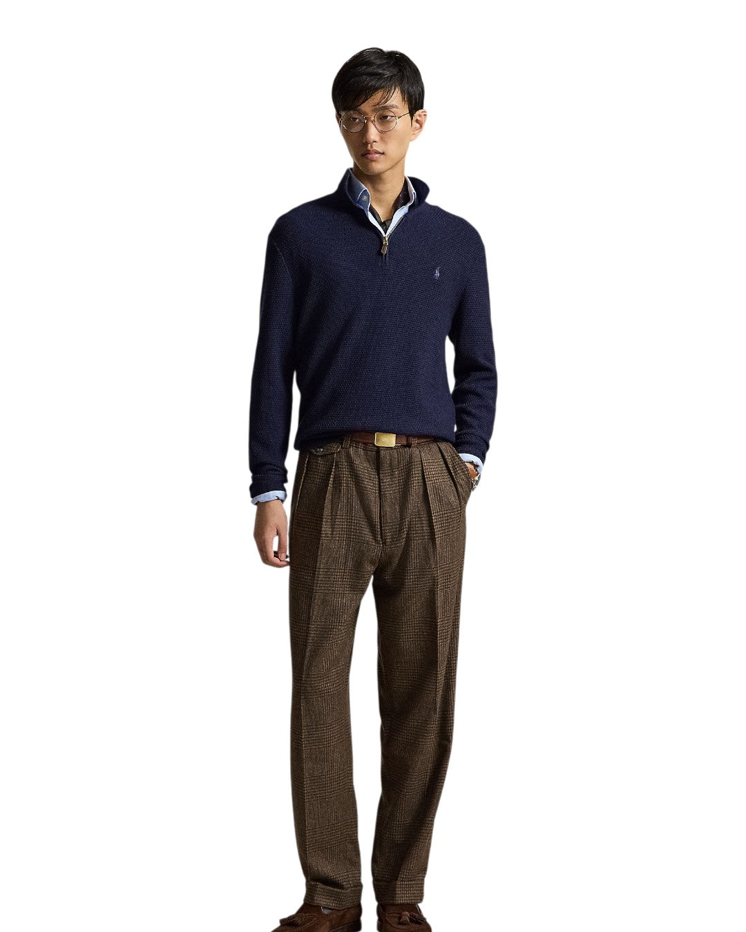 Merino Wool Half Zip Pullover Hunter Navy