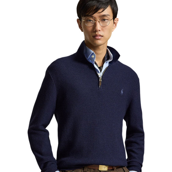 Merino Wool Half Zip Pullover Hunter Navy