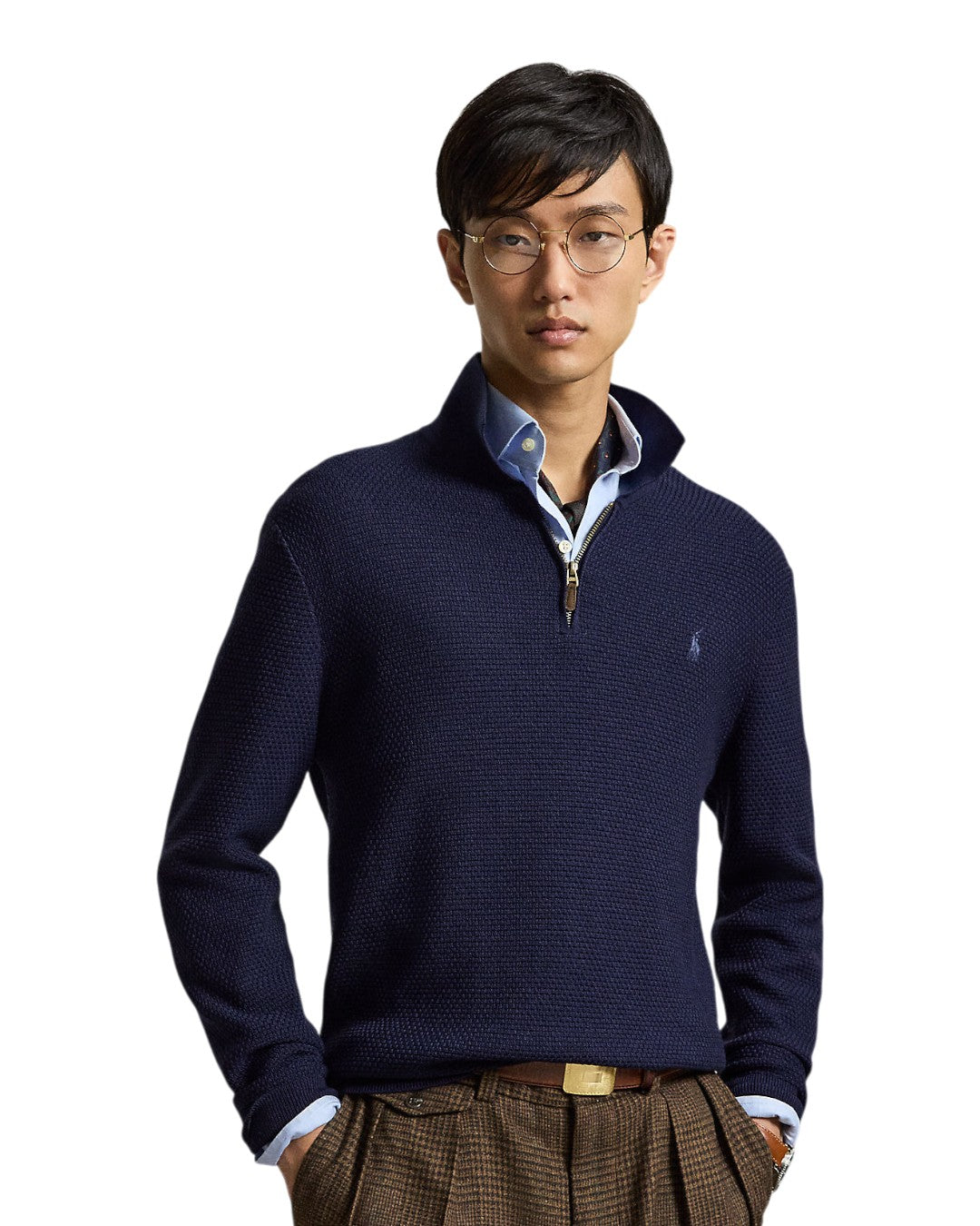 Merino Wool Half Zip Pullover Hunter Navy