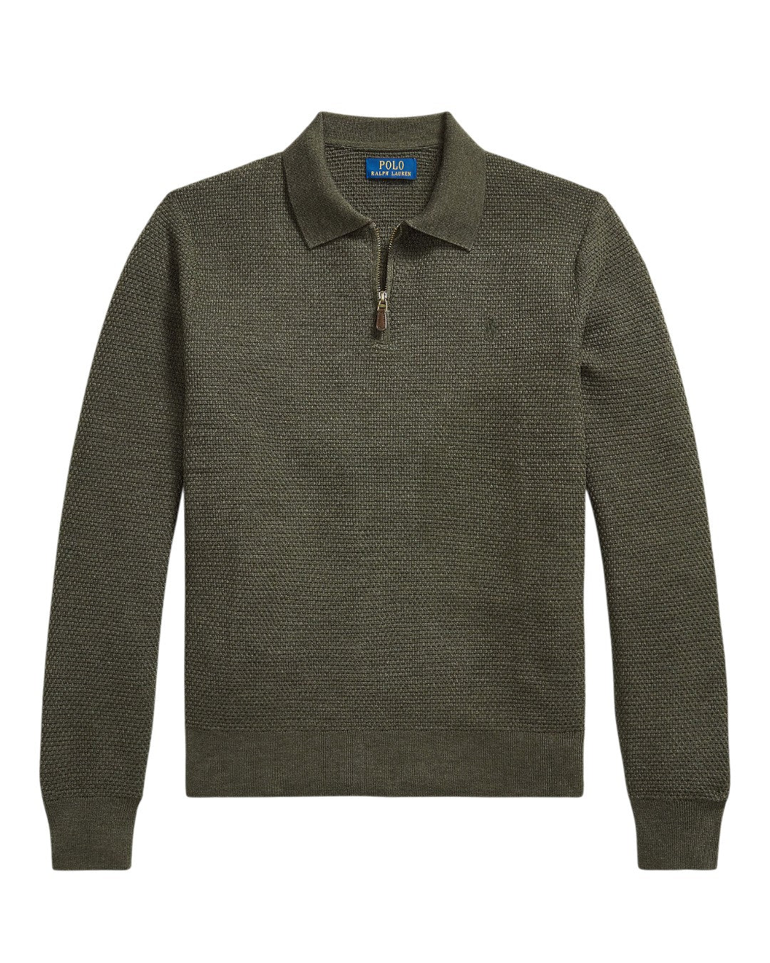 Merino Wool Half Zip Pullover Cargo Olive Heather