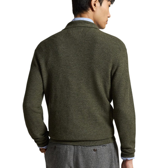 Merino Wool Half Zip Pullover Cargo Olive Heather