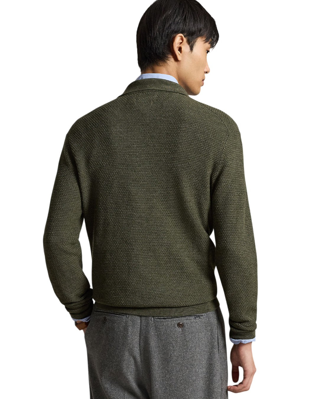Merino Wool Half Zip Pullover Cargo Olive Heather