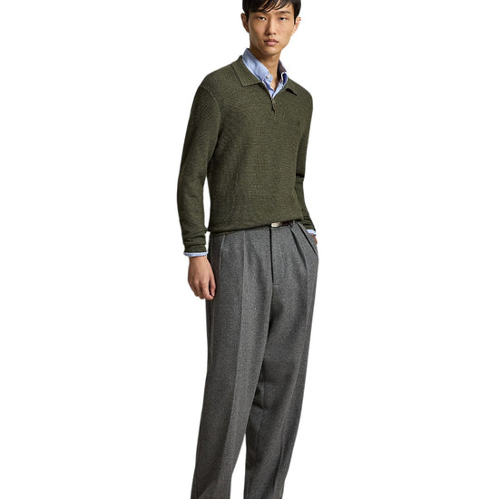 Merino Wool Half Zip Pullover Cargo Olive Heather