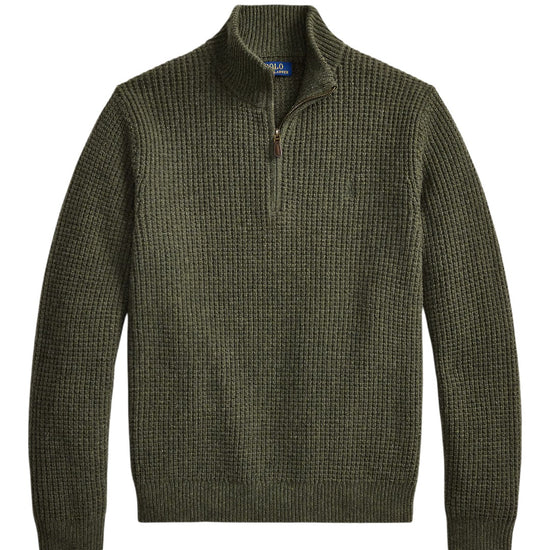 Cotton Wool Half Zip Pullover Olive Shrub Heather