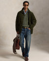 Cotton Wool Half Zip Pullover Olive Shrub Heather