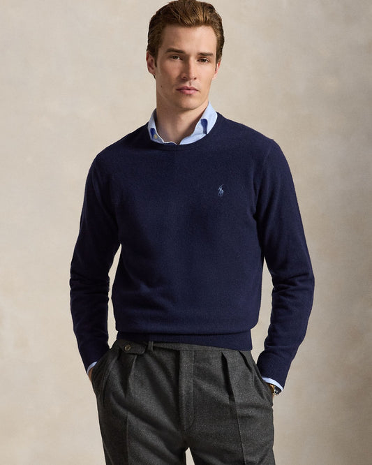 Merino Wool Crew Neck Pull Hunter Navy