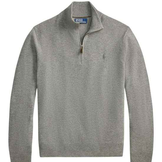 Merino Wool Half Zip Pullover Fawn Heather Grey