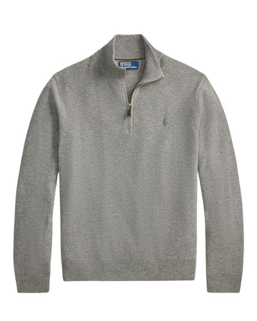 Merino Wool Half Zip Pullover Fawn Heather Grey