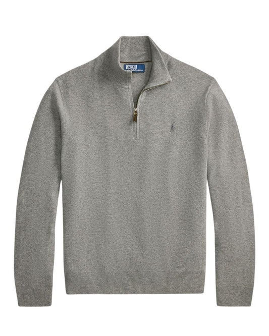 Merino Wool Half Zip Pullover Fawn Heather Grey