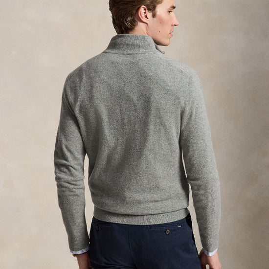 Merino Wool Half Zip Pullover Fawn Heather Grey